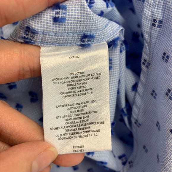 14th & Union Shirt Mens L Large TRIM Fit Sky Blue Cotton Flip Cuff Button Up - Picture 9 of 13